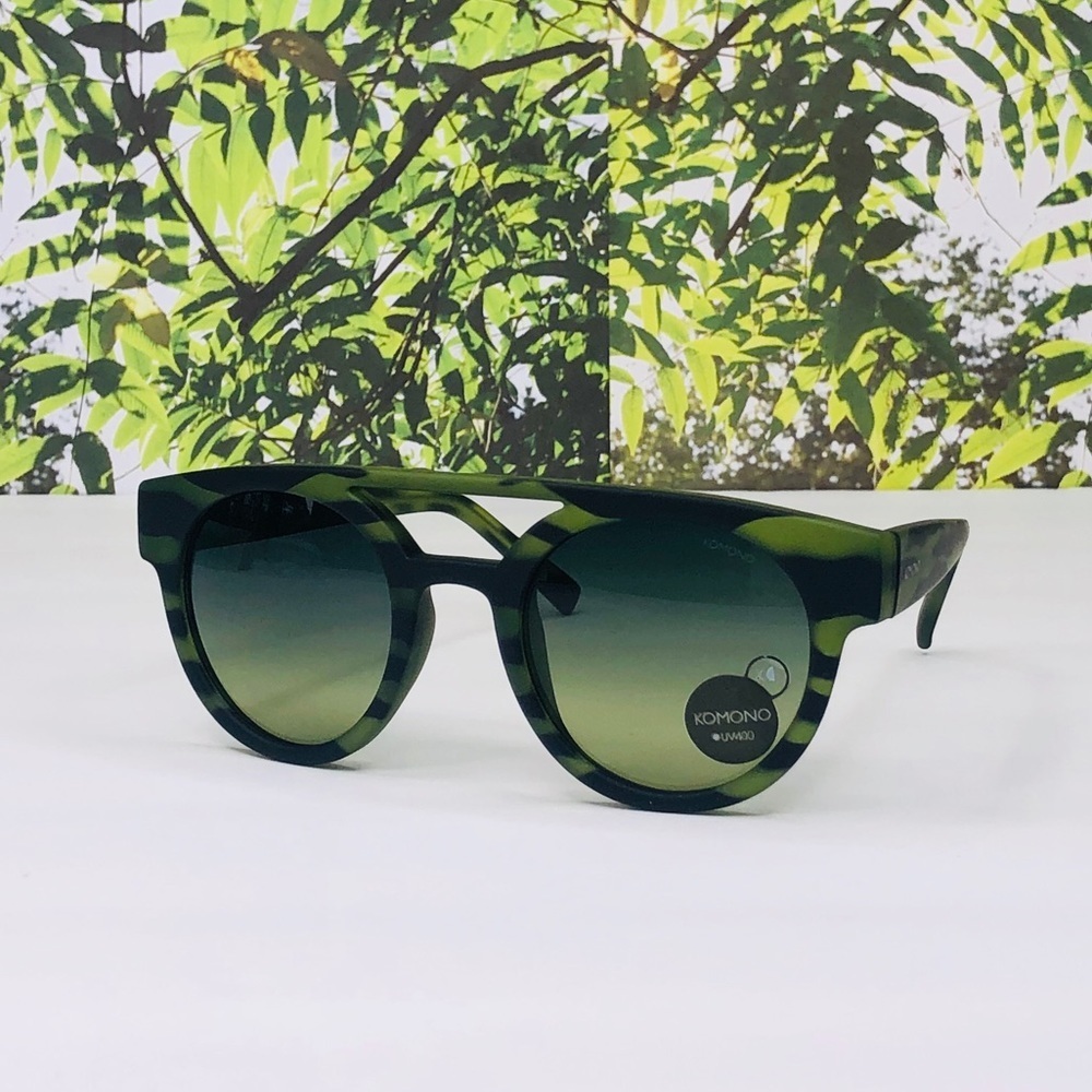 Anthropologie Green Camouflage Round Sunglasses - Picture 7 of 11